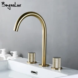 Knurled Bathroom Sink Faucet with 360 Degree Spout
