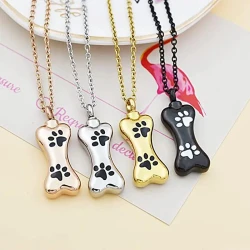 Stainless Steel Paw Print Pet Urn Necklace