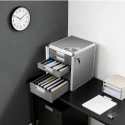 Lockable Aluminum Filing Box with 5 Drawers