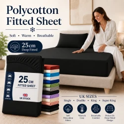 Deep Fitted Polycotton Bed Sheets with Elastic Corners