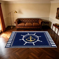 Nautical Anchor Ship Wheel Decorative Area Rug