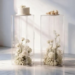 Clear Acrylic Pedestal Stands Set for Events