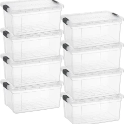 Clear Plastic Storage Boxes with Lids 8 Pack