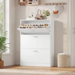 Getone Stylish White Shoe Cabinet with Adjustable Storage