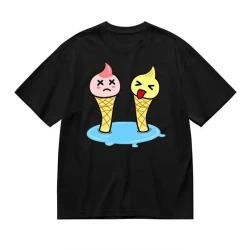 Cute Cartoon Ice Cream Print T Shirt for Women
