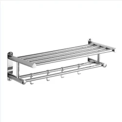 Stainless Steel Wall Mounted Towel Rack with Hooks