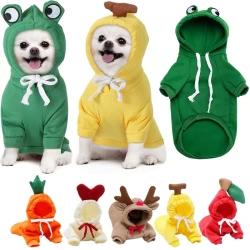 Cute Cartoon Fruit Frog Dog Hoodie for Winter