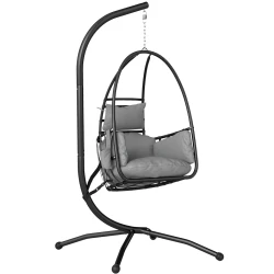 Outsunny Indoor Outdoor Swing Egg Chair with Stand