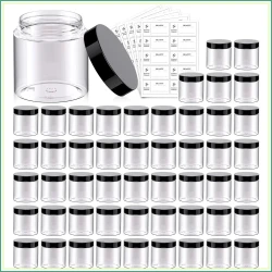 50 Pack Clear Plastic Storage Jars with Lids