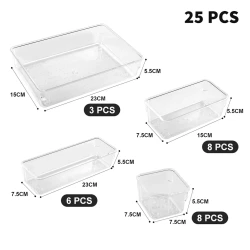 25 Piece Clear Plastic Storage Box Set