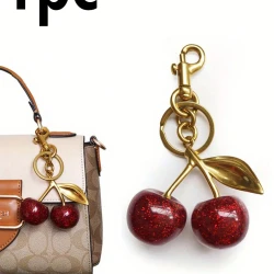 Exquisite Crystal Cherry Handbag Pendant Keychain