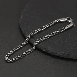 Handmade 925 Sterling Silver Wheat Chain Bracelet
