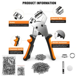 Durable Eyelet Punch Kit with 500 Eyelets