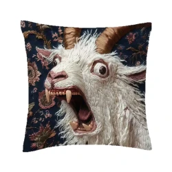 Funny Screaming Goat Plush Throw Pillow Cover