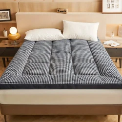 Japanese Style Plaid Mattress Topper Pad
