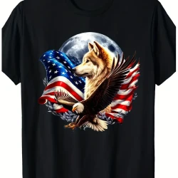Men's Comfort T-Shirt with Moon and Flag Design