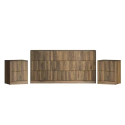 Modern Bedroom Furniture Set with 9 Drawer Dresser and Nightstands