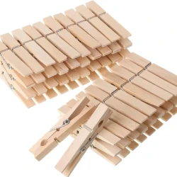 Natural Wood Clothes Pins 50 Pack for Crafts and Laundry