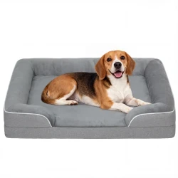 PawHut Washable Plush Dog Sofa Bed Grey