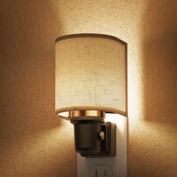 Dimmable Auto Sensor Night Light with Linen Shade
