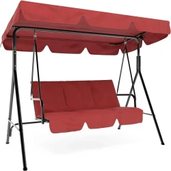 Adjustable Canopy Outdoor Swing Chair for Three