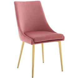 Retro Modern Velvet Dining Chair with Gold Legs
