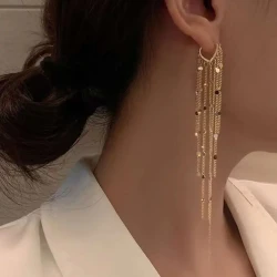 Elegant Metal Tassel Drop Earrings for Women