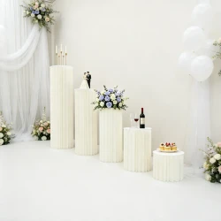 White Cardboard Flower Pillar Centerpiece Stands Set