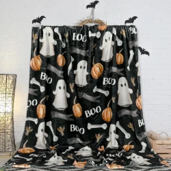 Cozy Minimalist Halloween Flannel Blanket