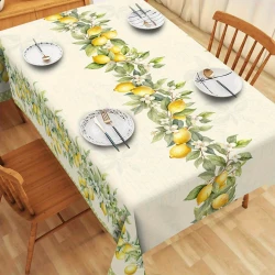 Lemon Floral Tablecloth for Indoor Outdoor Decor