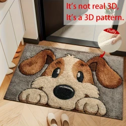 Anti Slip Dog Pattern Flannel Door Mat
