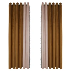 Luxury Color Block Velvet Blackout Curtains with Tassels