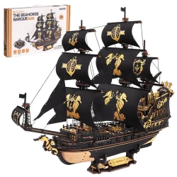 ROKR Seahorse Barque 3D Wooden Sailboat Puzzle Kit