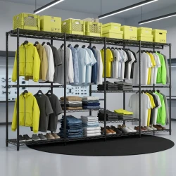 Black Heavy Duty 4 Column Clothes Rack Organizer