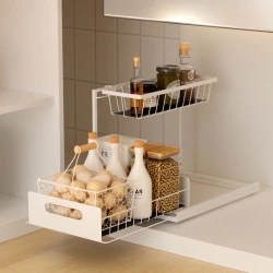 Under Sink Organizer Pull Out Cabinet Shelves