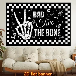 Skeleton Hand Wall Tapestry with Checkered Border