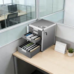 Lockable Aluminum Filing Box with 5 Drawers