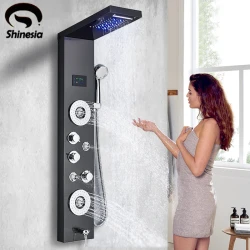 Luxury LED Shower Panel with Massage Jets and Rainfall