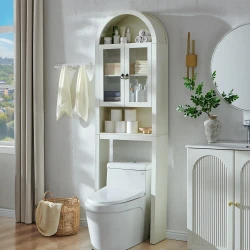 Arched Over Toilet Storage Cabinet with Acrylic Doors