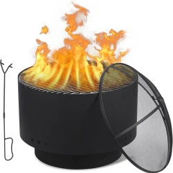 26 Inch Smokeless Outdoor Fire Pit with Grill Cover