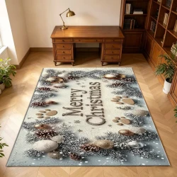 Christmas Dog Paw Print Wreath Floor Mat