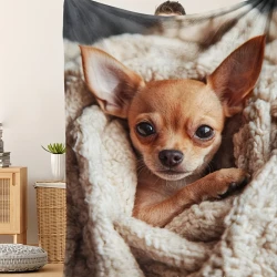 Cute Plush Chihuahua Dog Print Flannel Blanket