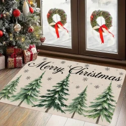 Pine Tree Pattern Printed Flannel Doormat