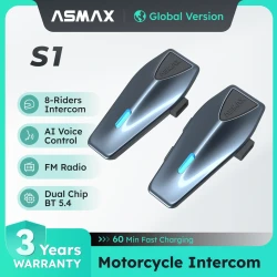 ASMAX Blue S1 Motorcycle Intercom Bluetooth Headset