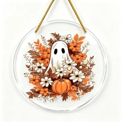 Boho Vintage Flower Ghost Acrylic Door Hanger