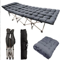 Heavy Duty Portable Folding Camp Bed with Cushion