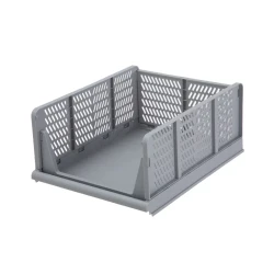 Kids Grey Collapsible Stacking Storage Bin