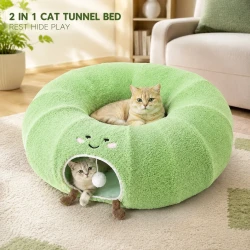 Convertible Cat Tunnel Bed with Removable Cushion