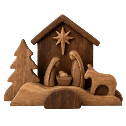 Wooden Nativity Scene Christmas Decoration Centerpiece