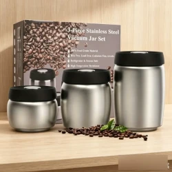 Stainless Steel Vacuum Coffee Canister with Scoop